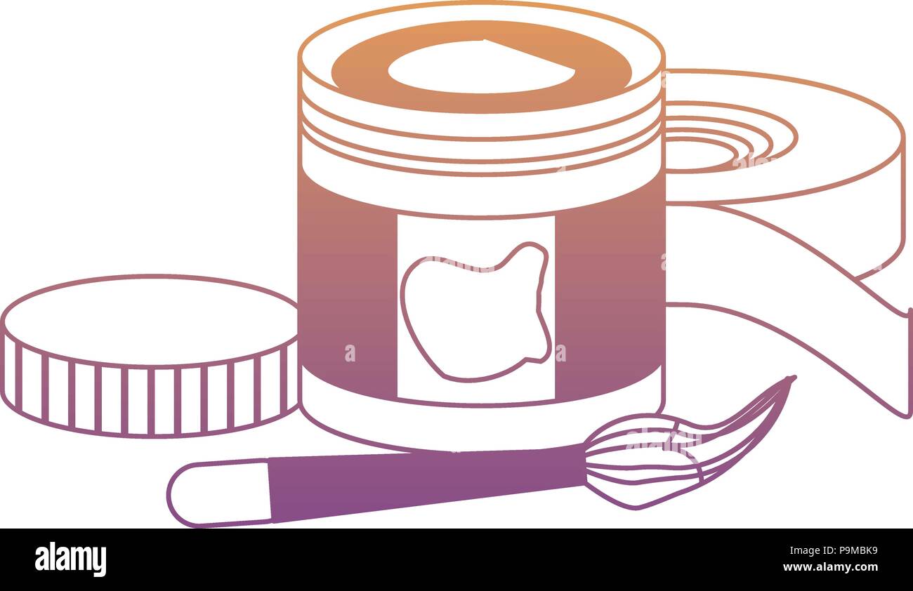 paint bottle and brush over white background, vector illustration Stock