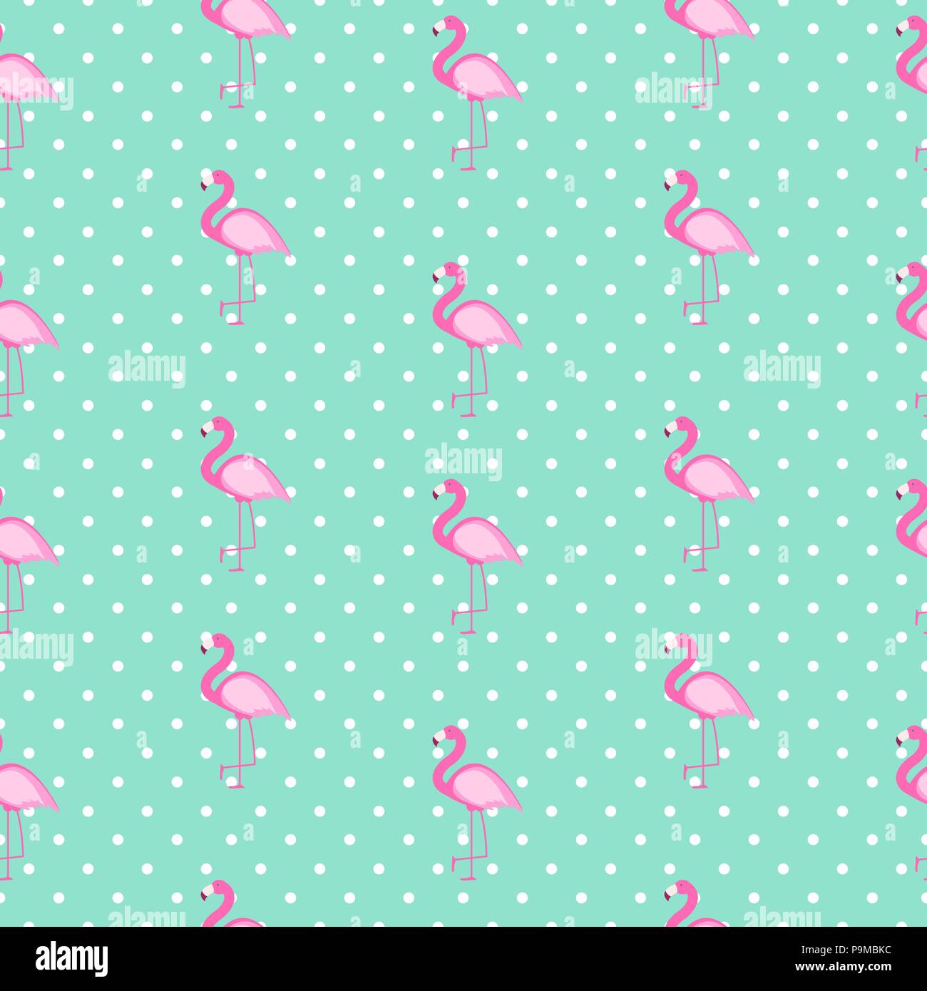 Cute Seamless Flamingo Pattern Vector Illustration Stock Vector Image ...
