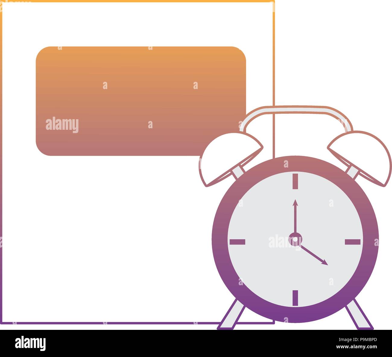 notebook and clock over white background, vector illustration Stock ...