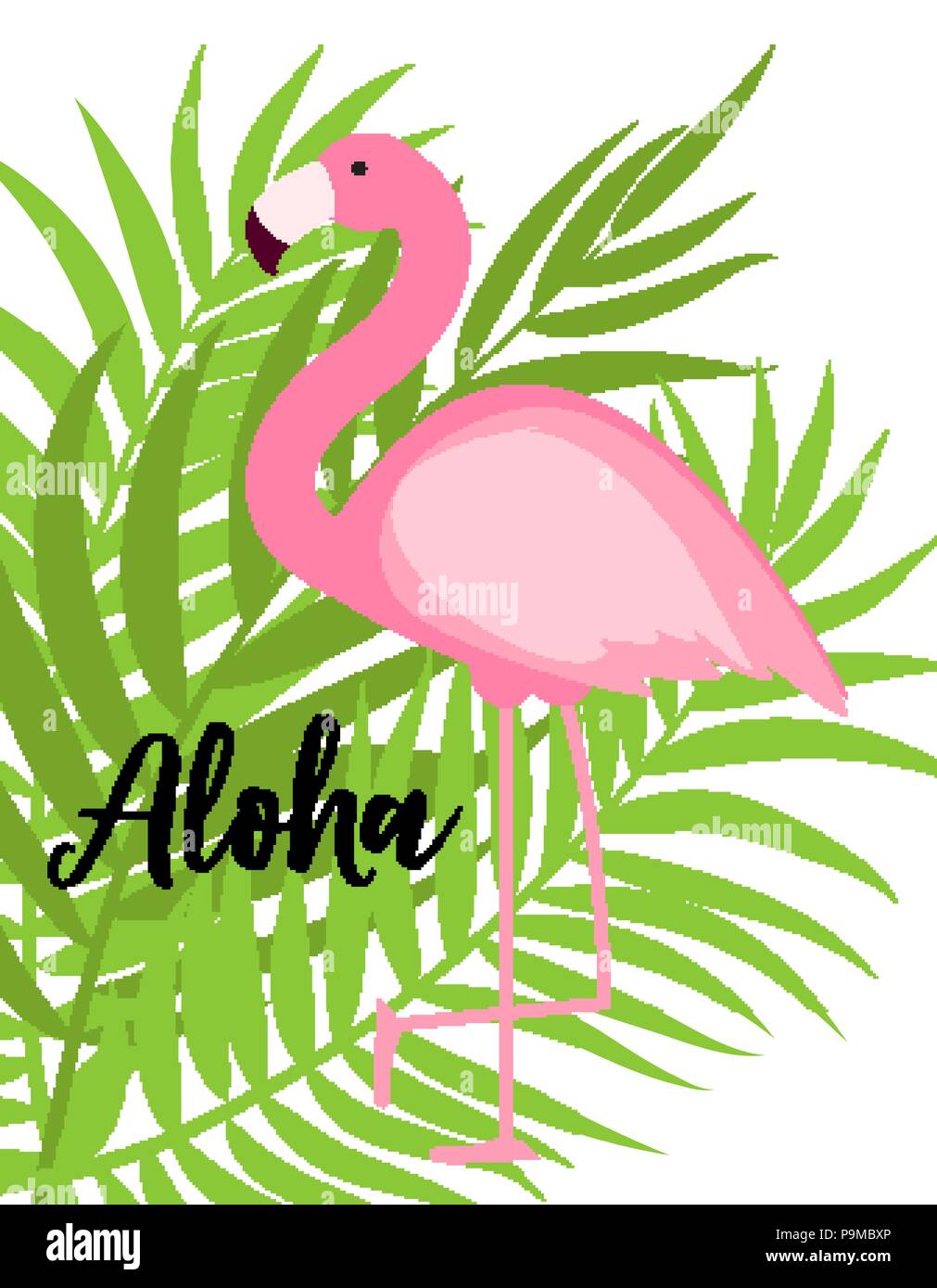 Cute Pink Flamingo Summer Background Vector Illustration Stock Vector ...