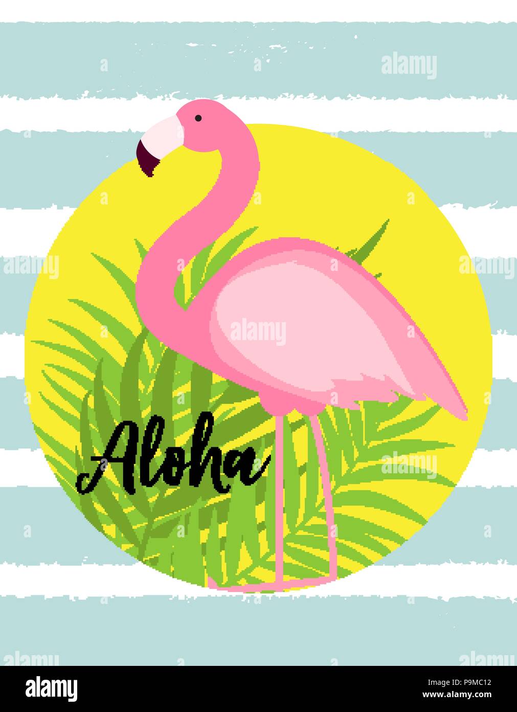 Cute Pink Flamingo Summer Background Vector Illustration Stock Vector ...