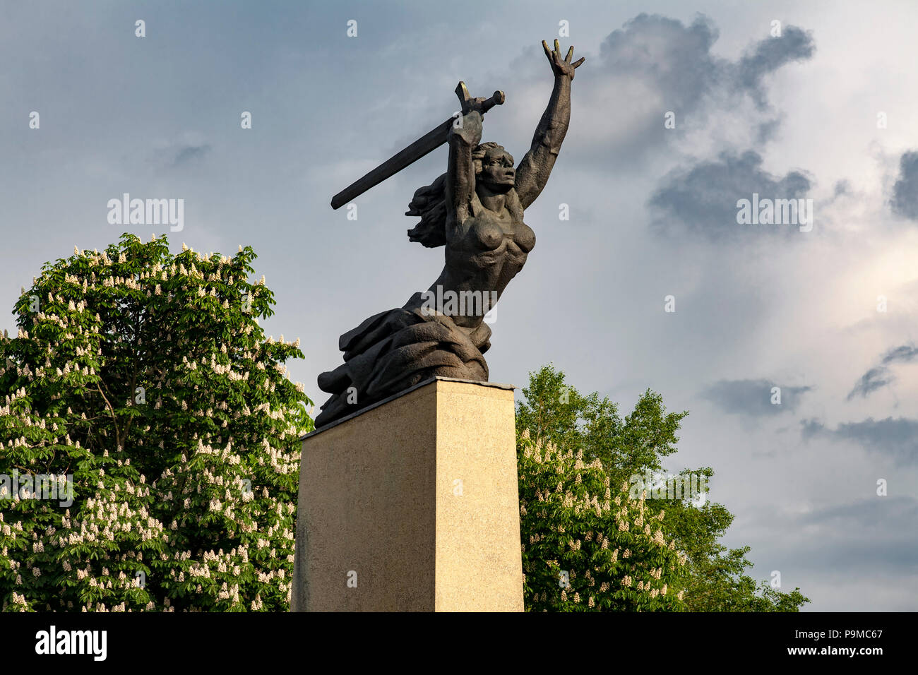 Monument to the Heroes of Warsaw (Warsaw Nike) - a monument located at Nowy Przejazd Street in Warsaw, Poland. Stock Photo