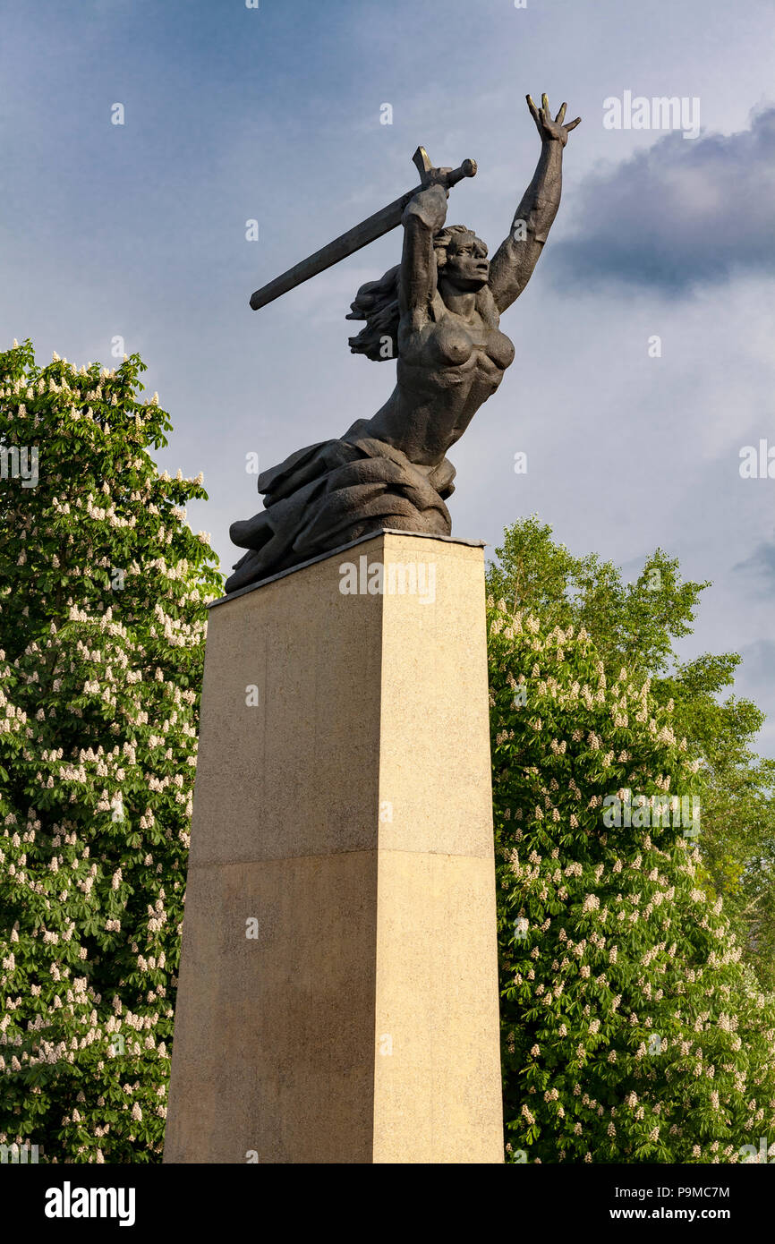 Monument to the Heroes of Warsaw (Warsaw Nike) - a monument located at Nowy Przejazd Street in Warsaw, Poland. Stock Photo