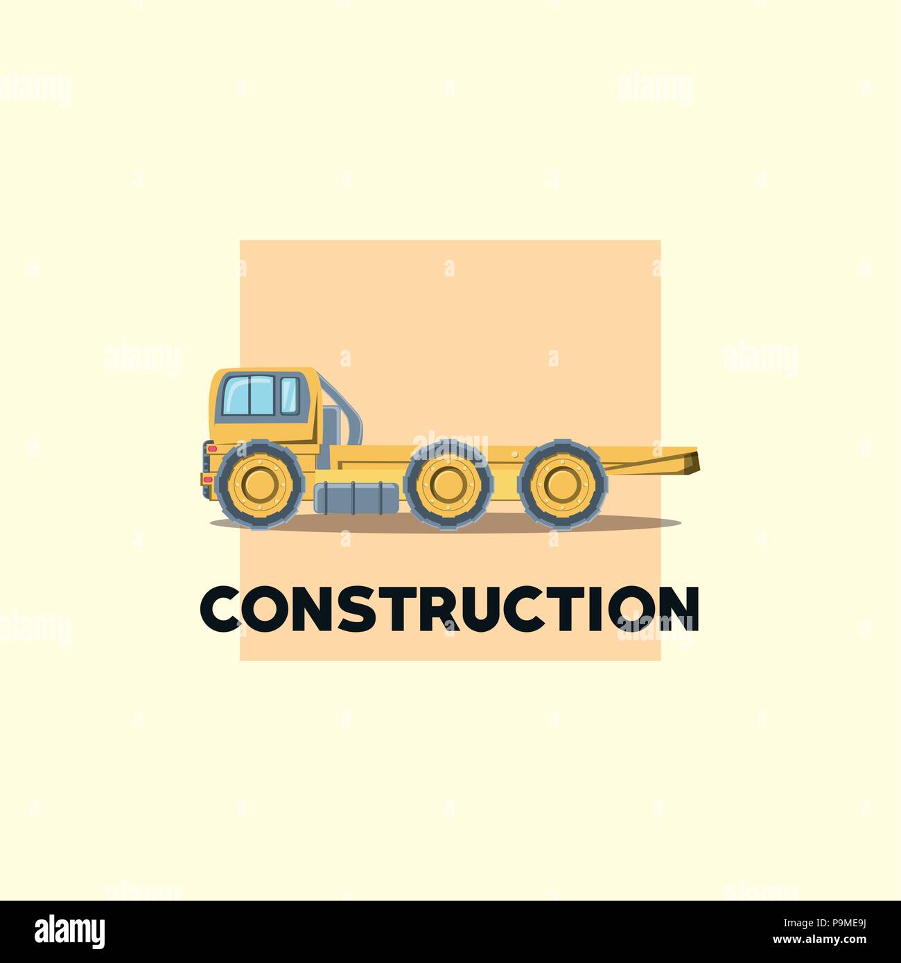 construction design with flatbed truck icon over white background ...