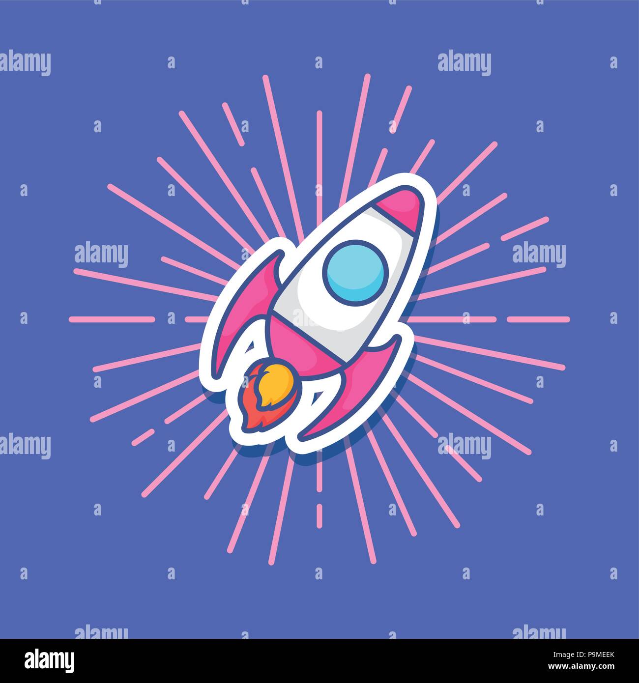 rocket icon over blue background, colorful design. vector illustration ...