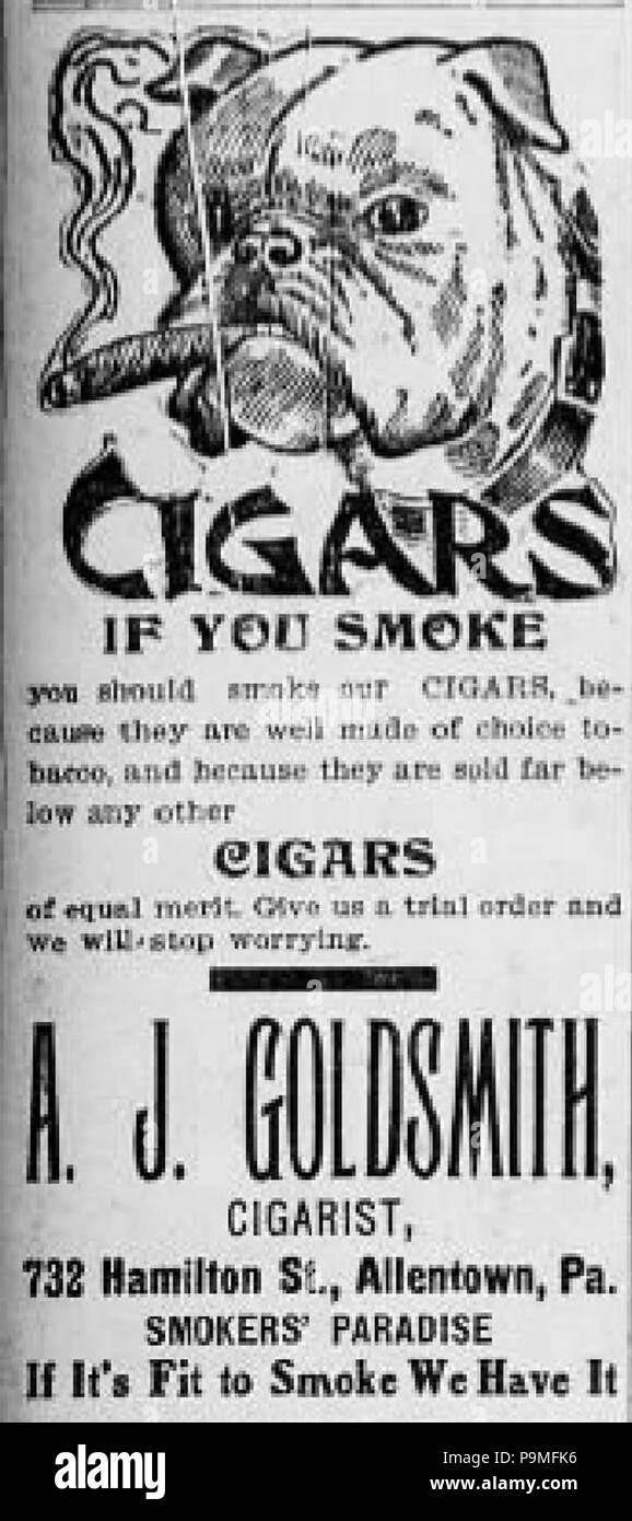 27 1906 Smokers Paradise 6 Sep MC Allentown PA Stock Photo Alamy