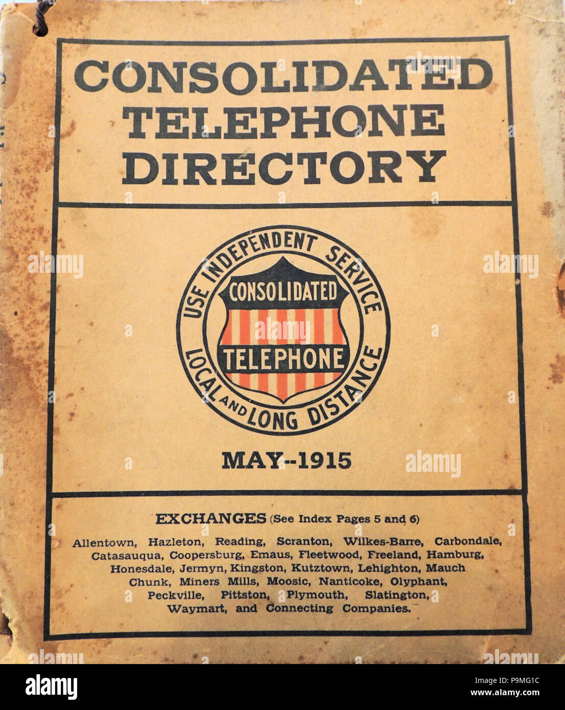 33 1915 Consolidated Telephone Directory Allentown PA Stock Photo