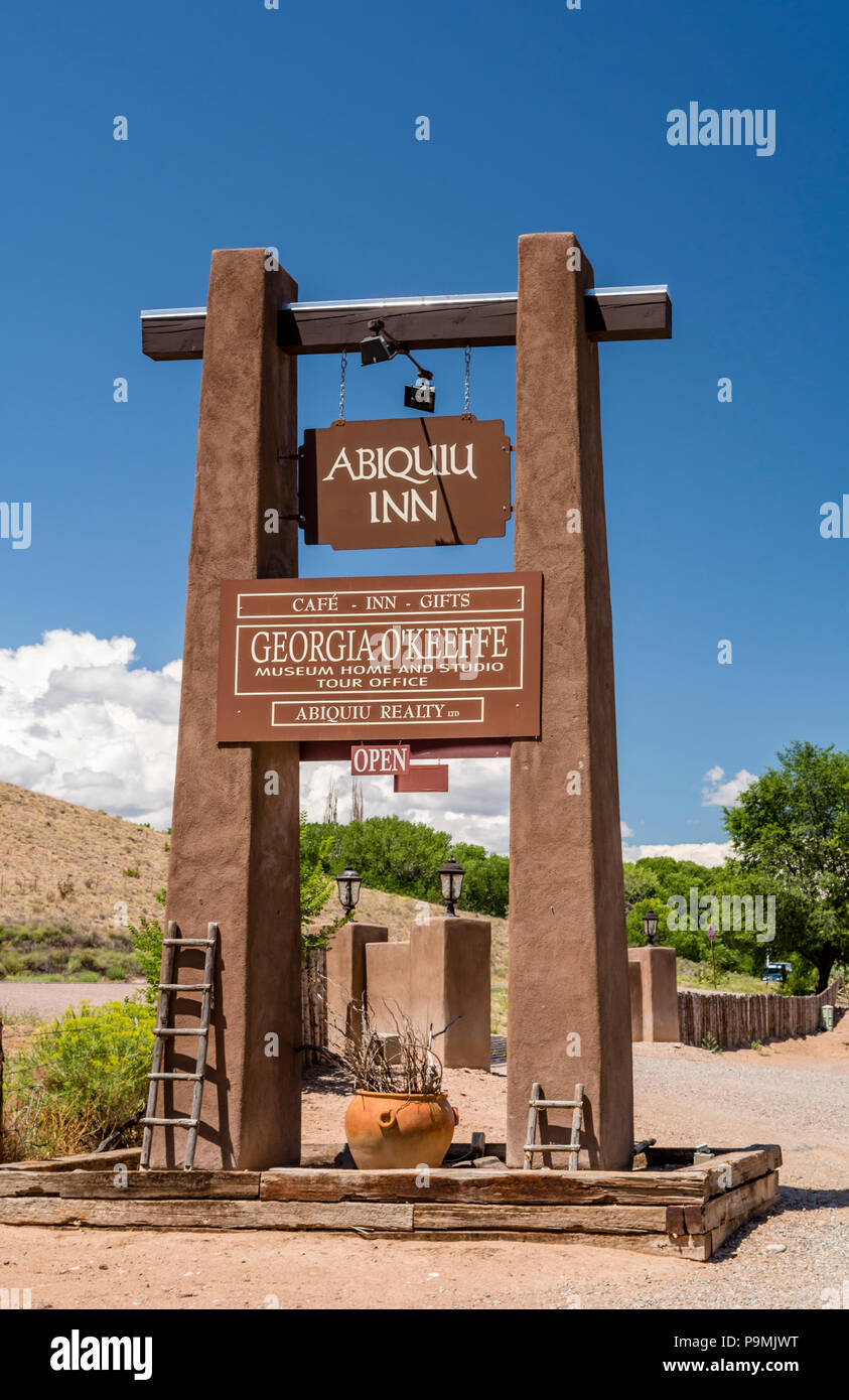 Sign for Abiquiu Inn and O'Keeffe Home and Studio Tour Office