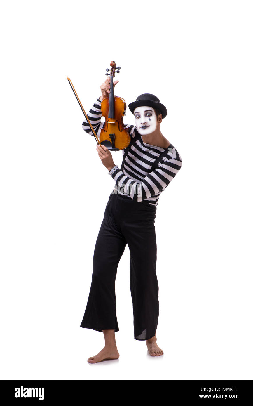 Mime Instrument Mime playing violin isolated on white Stock Photo - Alamy
