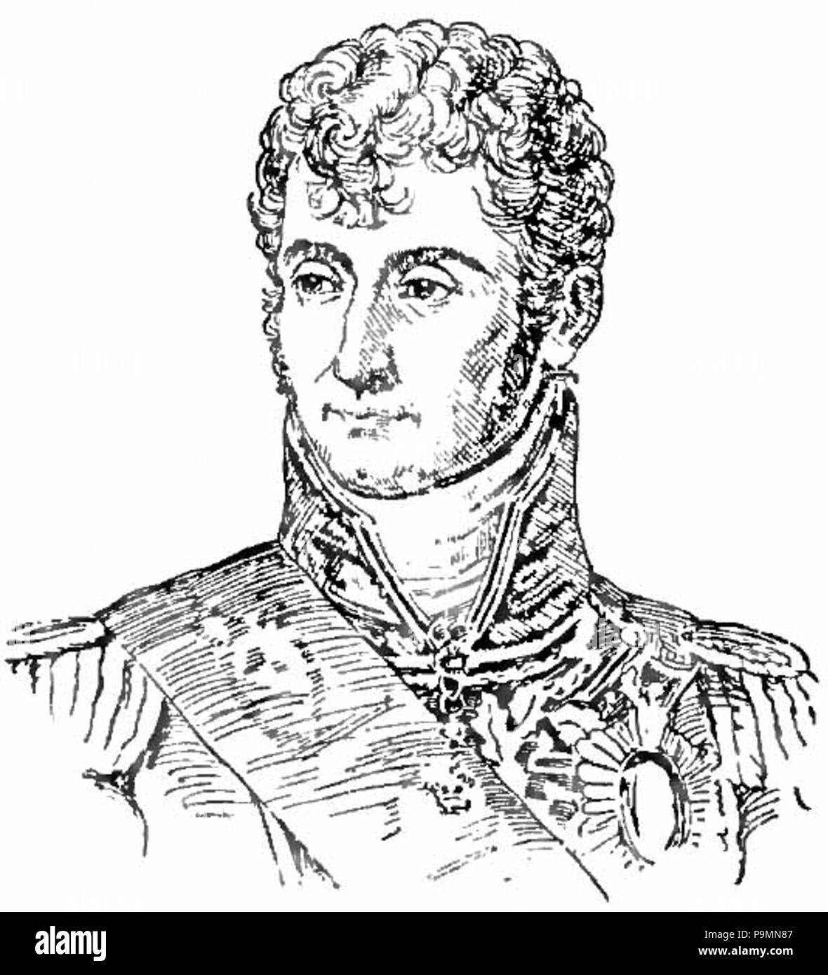 . English: Portrait drawing of brother of Napoleon and Westphalian king Jerome Bonaparte. published 1900 143 Appletons' Bonaparte Jerome Stock Photo