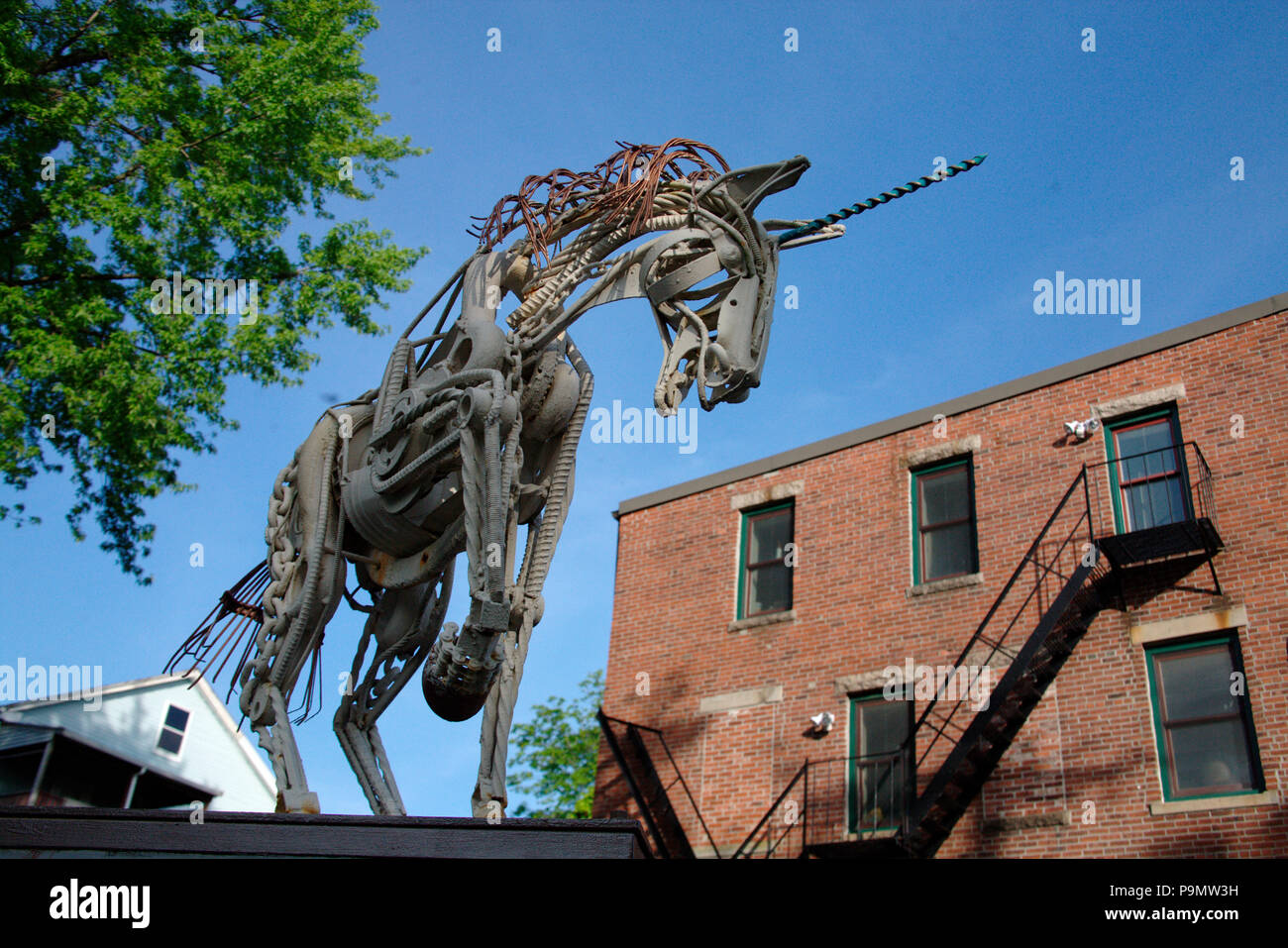 Metal Unicorn Sculpture Stock Photo