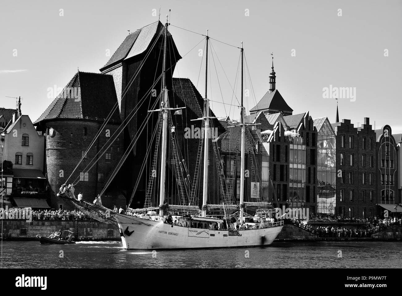 GDANSK, POLAND - JULY 8, 2018. Sailing Ships Parade on Motlawa River during 22nd edition of Baltic Sail  in the Gulf of Gdansk, Poland. Stock Photo