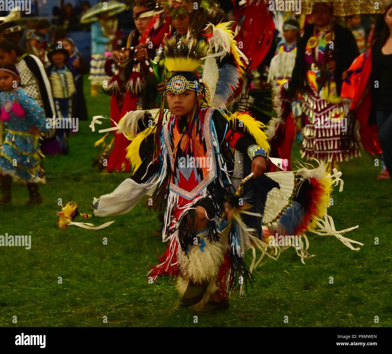 American Indian Festival Pow wow dancer Stock Photo