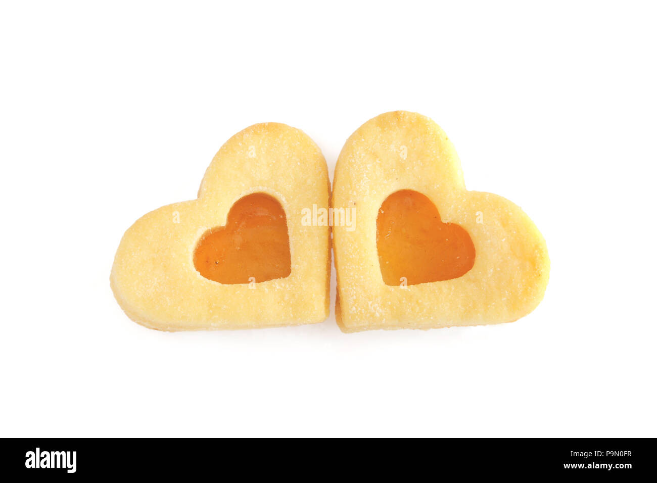 Heart shaped shortbread cookies isolated on white background Stock Photo