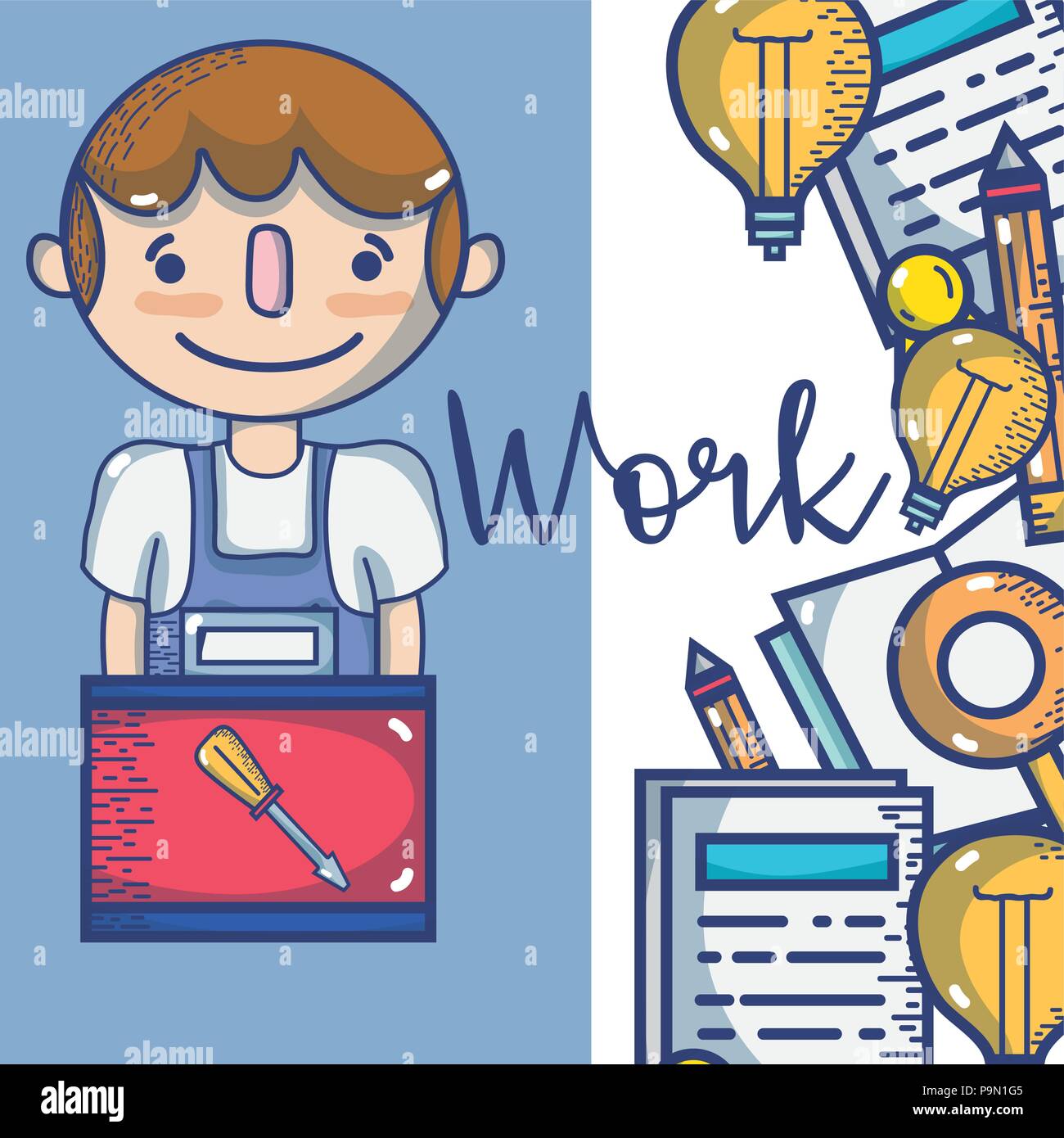 Carpenter cute cartoon Stock Vector