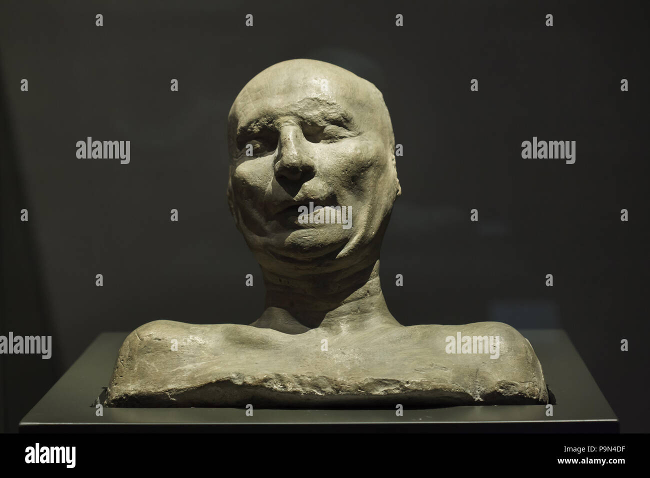 Death mask of Italian Renaissance architect Filippo Brunelleschi (1446) made by his adoptive son Andrea di Lazzaro Cavalcanti, called Buggiano on display in the Museo dell'Opera del Duomo (Museum of the Works of the Florence Cathedral) in Florence, Tuscany, Italy. Stock Photo