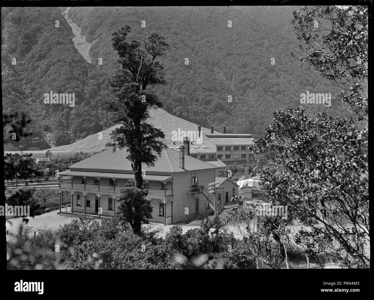 323 View of a hotel and power-plant at Otira ATLIB 124861 Stock Photo