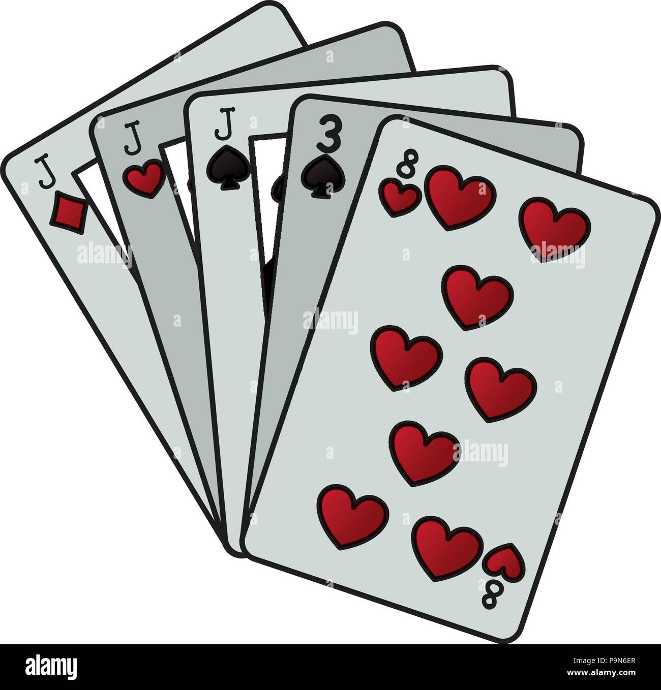 Three of a kind cards Stock Vector Images Alamy