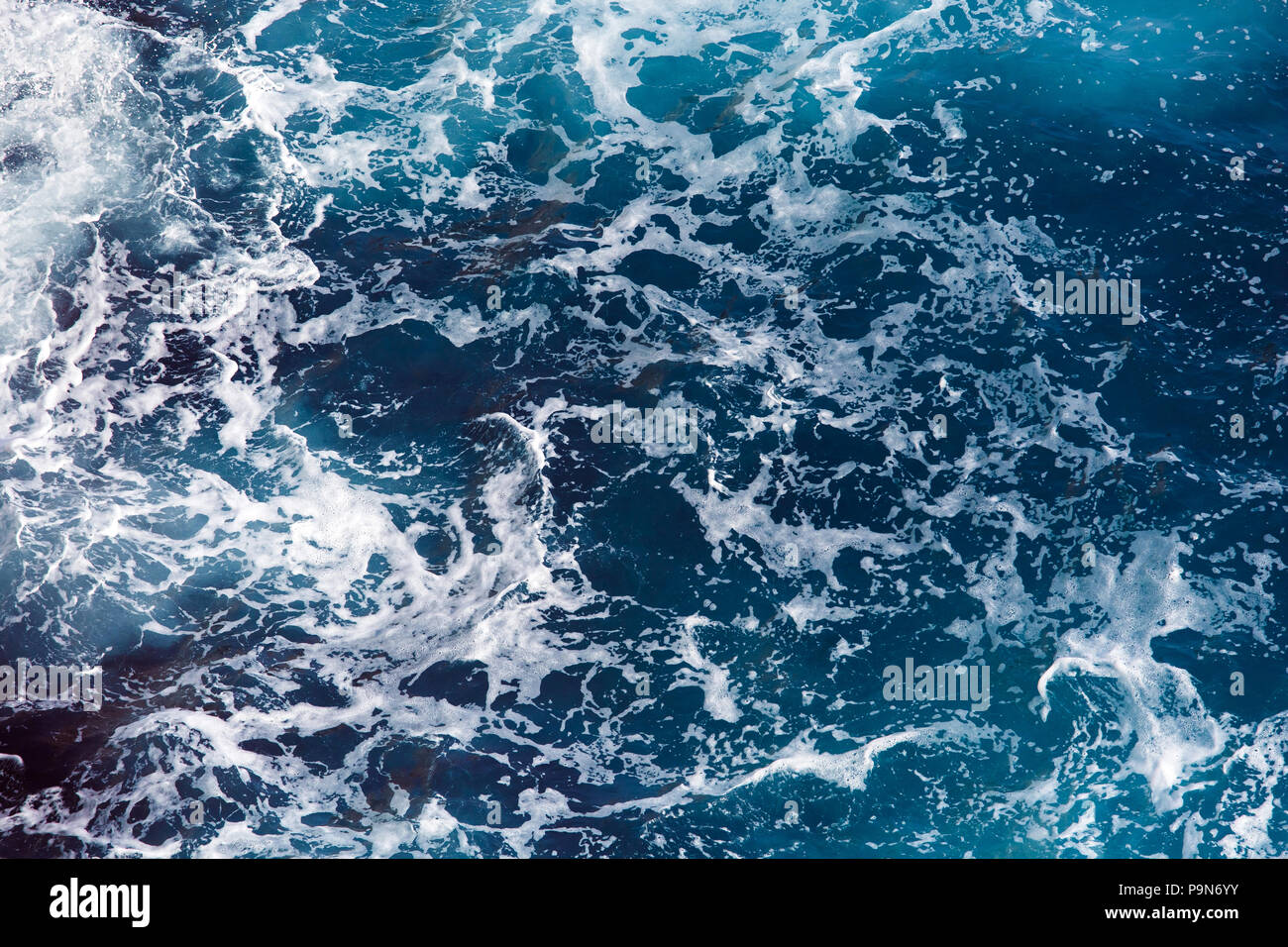 Blue sea water surface, ocean waves pattern background Stock Photo
