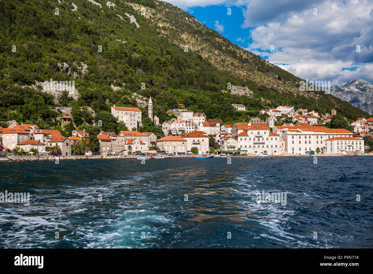 Perast city in Boka Kotor Bay in Montenegro Stock Photo