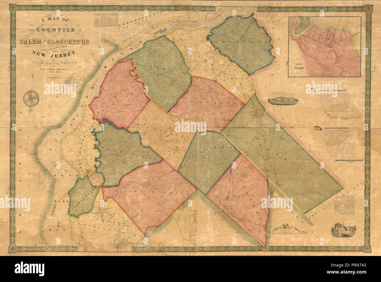 A map of the counties of Salem and Gloucester, New Jersey from actual