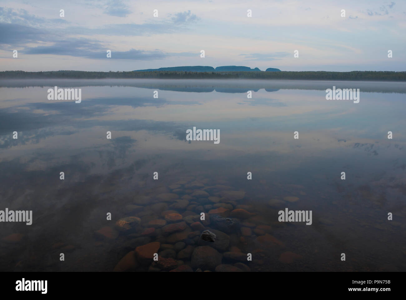 Marie Louise Lake, Sunrise, Sleeping Giant Provincial Park, Ontario, Canada, by Bruce Montagne/Dembinsky Photo Assoc Stock Photo