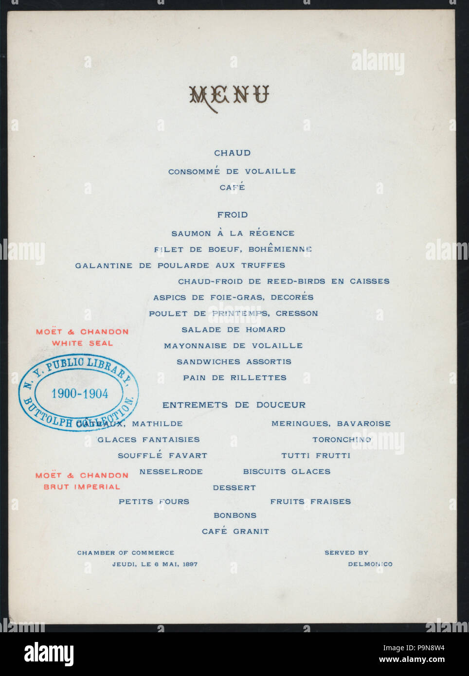 537 DINNER (held by) CHAMBER OF COMMERCE (NY ) (at) &amp;quot;DELMONICO&amp;#39;S, NEW ...