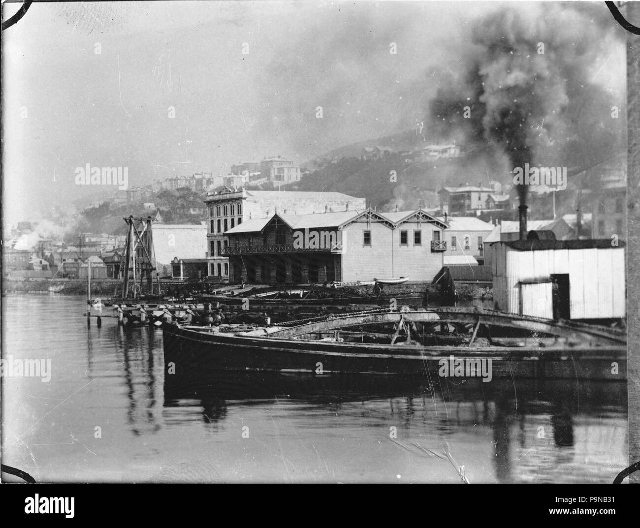 330 Wellington Harbour waterfront buildings circa 1887, including the Star Boating Club building ATLIB 310967 Stock Photo