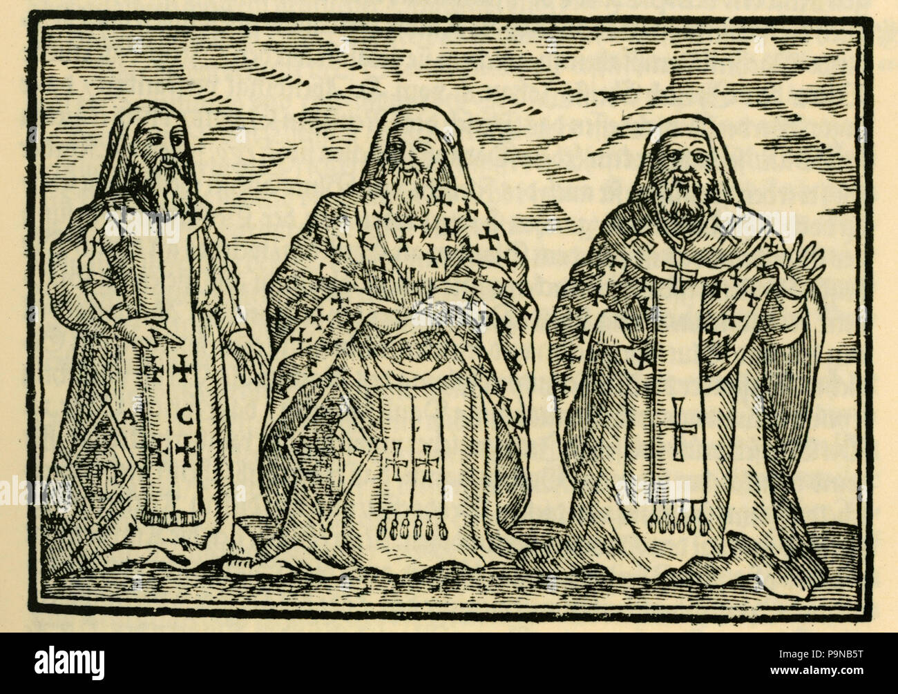 331 Wie die Griechischen Priester in der Kirch so sie Ampts pflegen und predigen gezieret seyn - Schweigger Salomon - 1608 Stock Photo