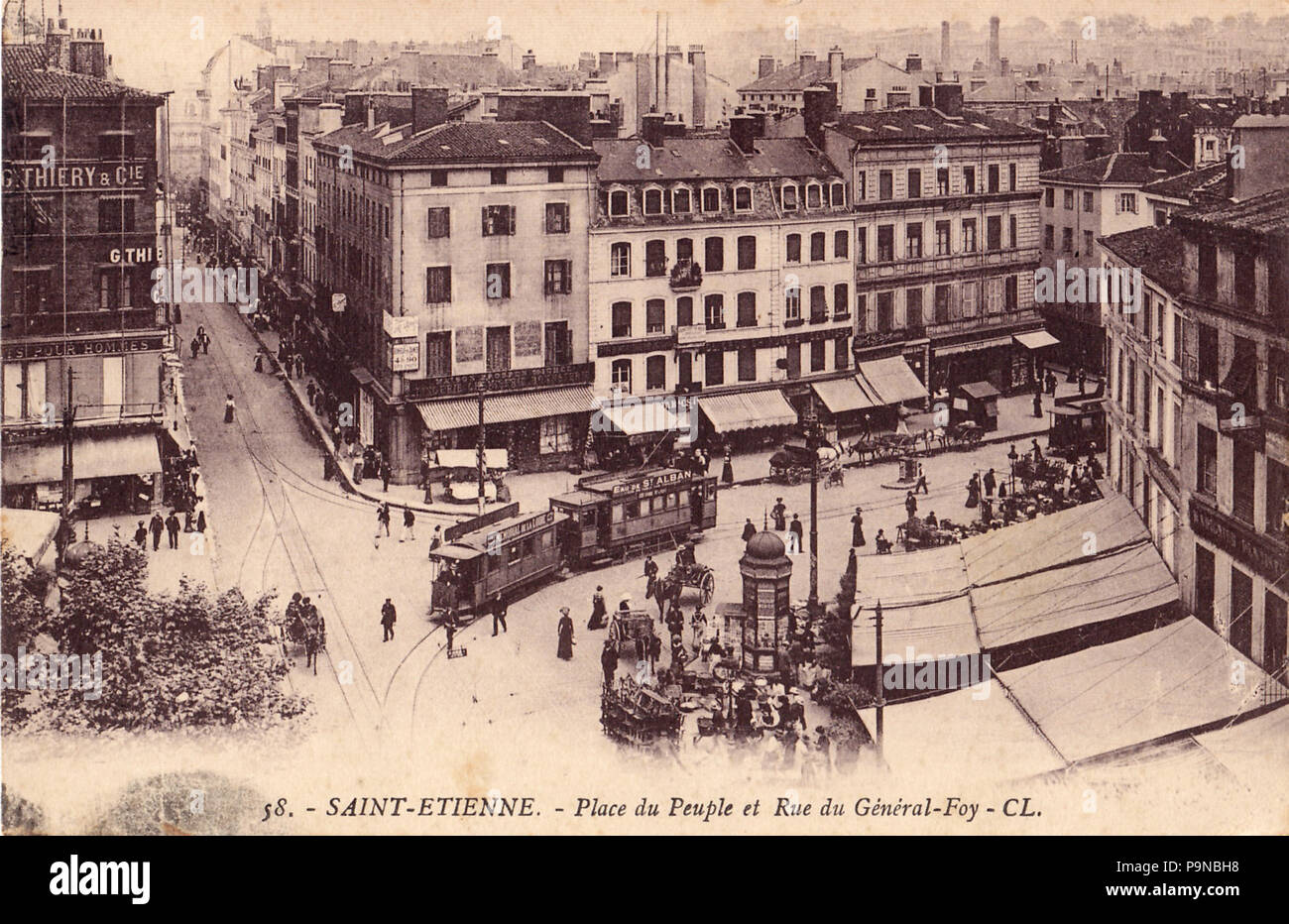 Saint-Etienne - La Place du Peuple et la Rue du Général Foy - Nu en