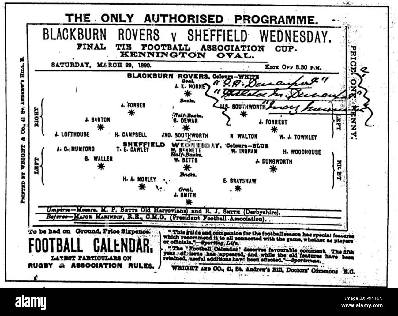 22 1890 FA Cup final official programme Stock Photo Alamy
