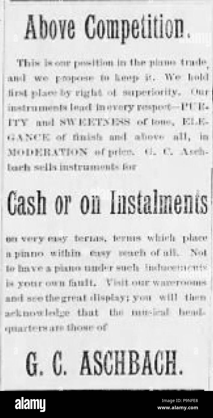 23 1894 - G C Aschbach Newspaper Ad Allentown PA Stock Photo