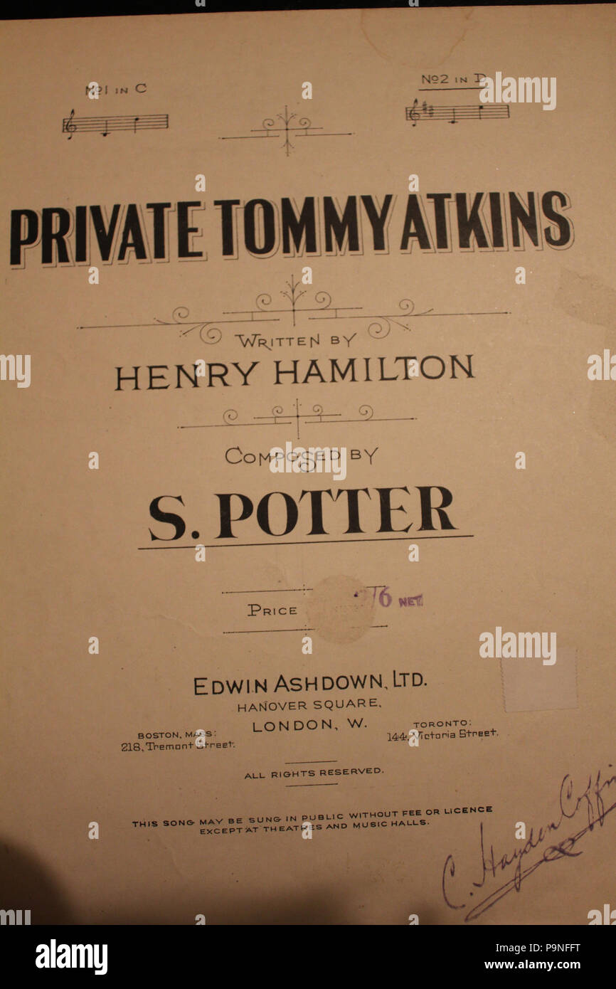 23 1894 Private Tommy Atkins composed by Samuel Potter (1851-1934) and Henry Hamilton (c1854-1918) Stock Photo
