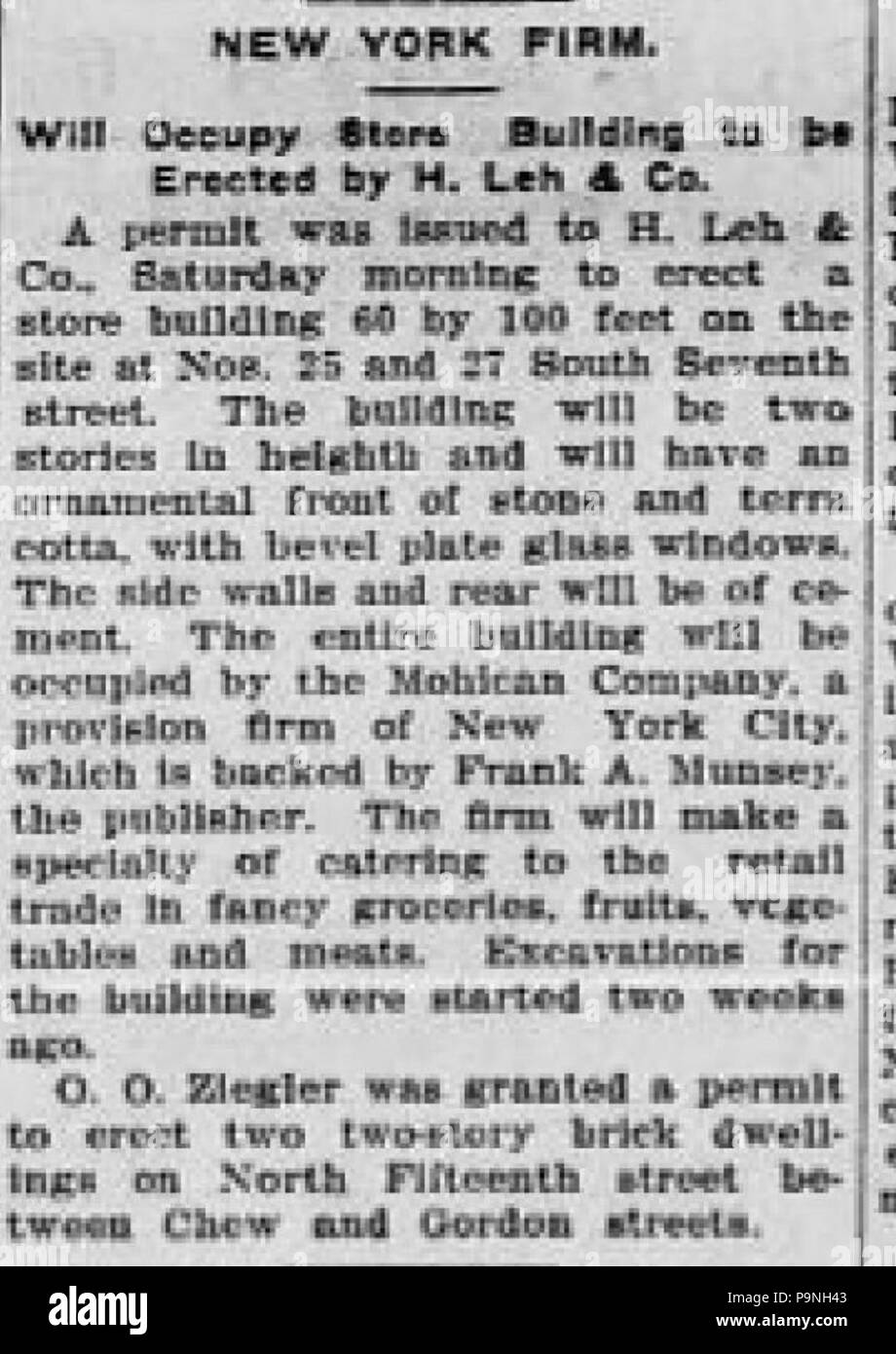 29 1909 The Mohican Company Newspaper Ad Allentown PA Stock Photo Alamy