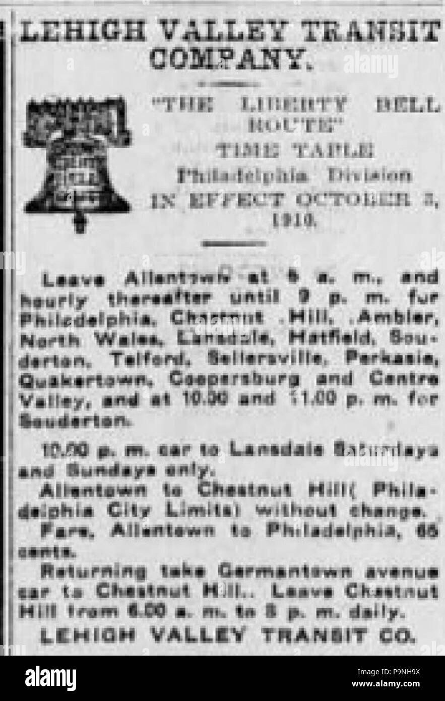 29 1910 Lehigh Valley Transit Newspaper Ad Allentown PA Stock Photo