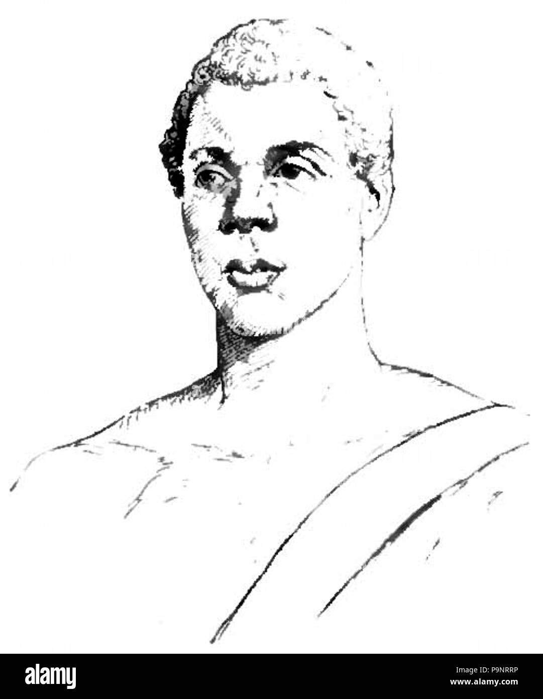 . English: Portrait drawing of Joseph Cinqué, the African leader of the “Amistad” revolt. published 1900 143 Appletons' Cinque Stock Photo