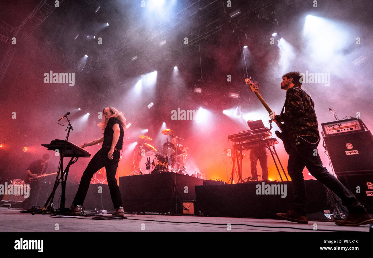 Denmark, Roskilde July 7, 2018. The Danish electronic rock band Veto