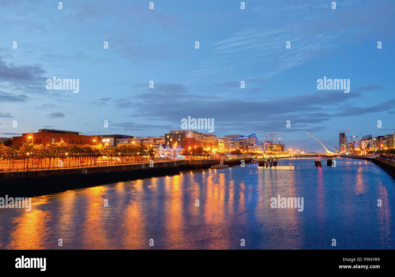 Samuel Beckett Bridge and the river Liffey in Dublin City Stock Photo ...