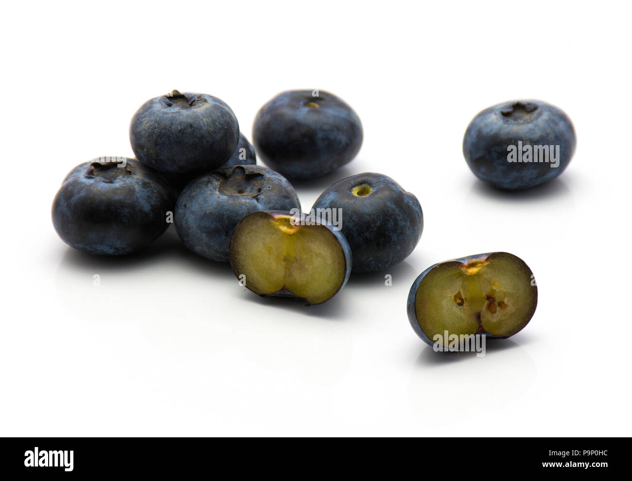 Bog blueberry heap isolated on white background Stock Photo