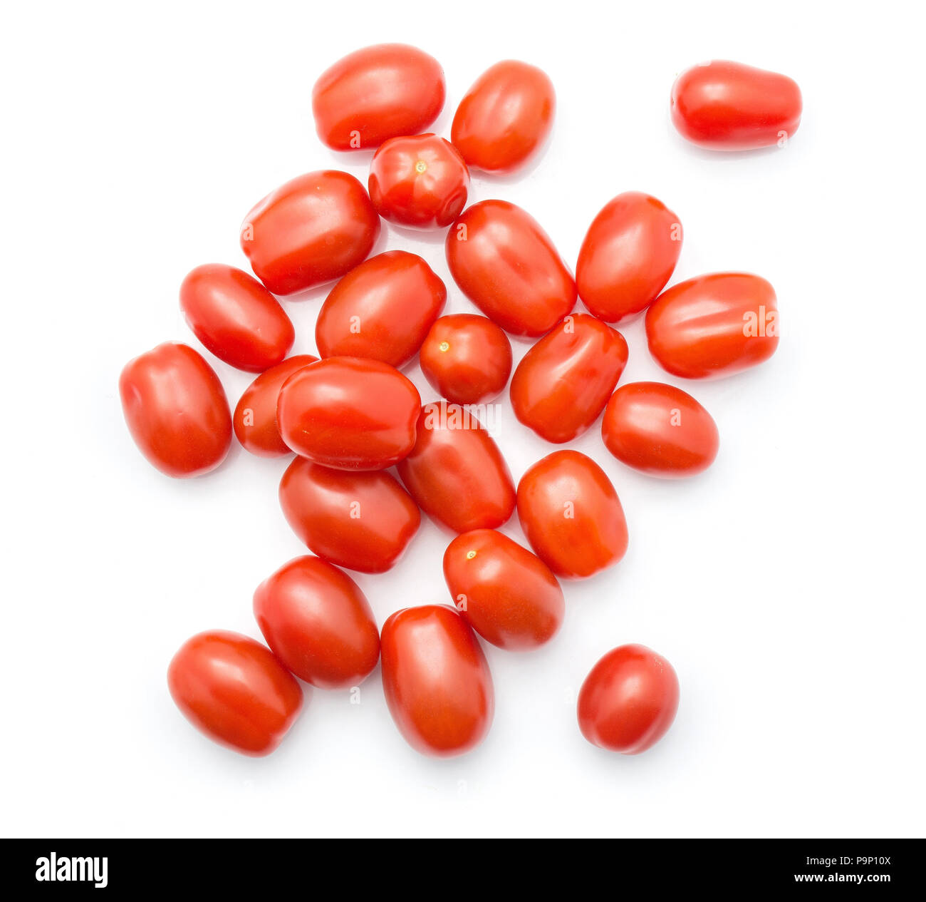 Cherry tomatoes isolated on white background top view set Stock Photo ...