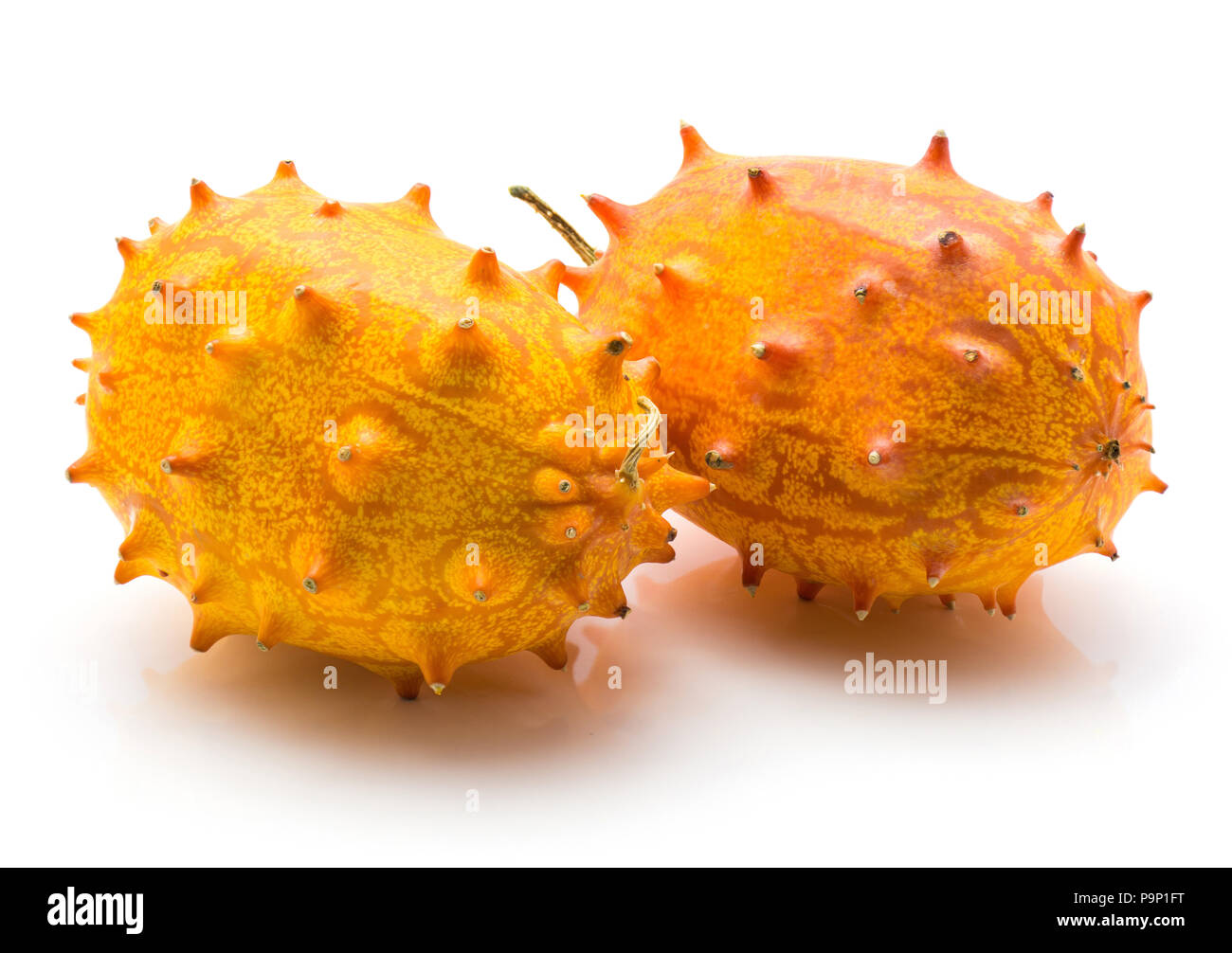 Kiwano isolated on white background two whole Stock Photo