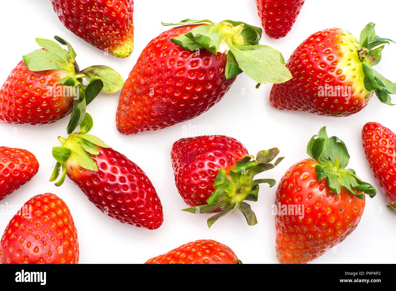 Fresh garden strawberries background isolated on white Stock Photo