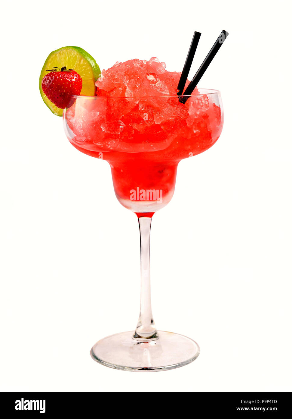 Strawberry margarita cocktail on white background Stock Photo Alamy