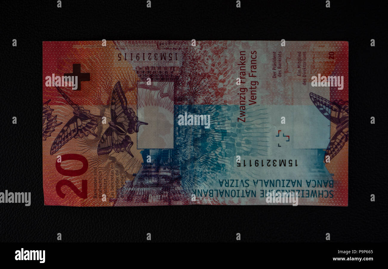 new twenty swiss francs bill currency of switzerland transparent ...