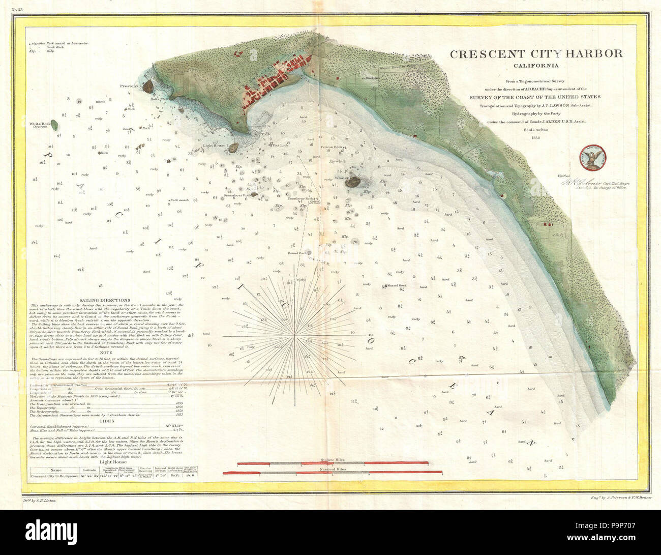 19 1859 U S Coast Survey Map Or Nautical Chart Of Crescent