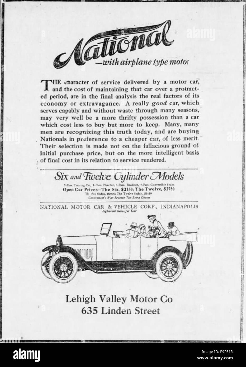 37 1918 Lehigh Valley Motor Company Newspaper Ad Allentown PA Stock