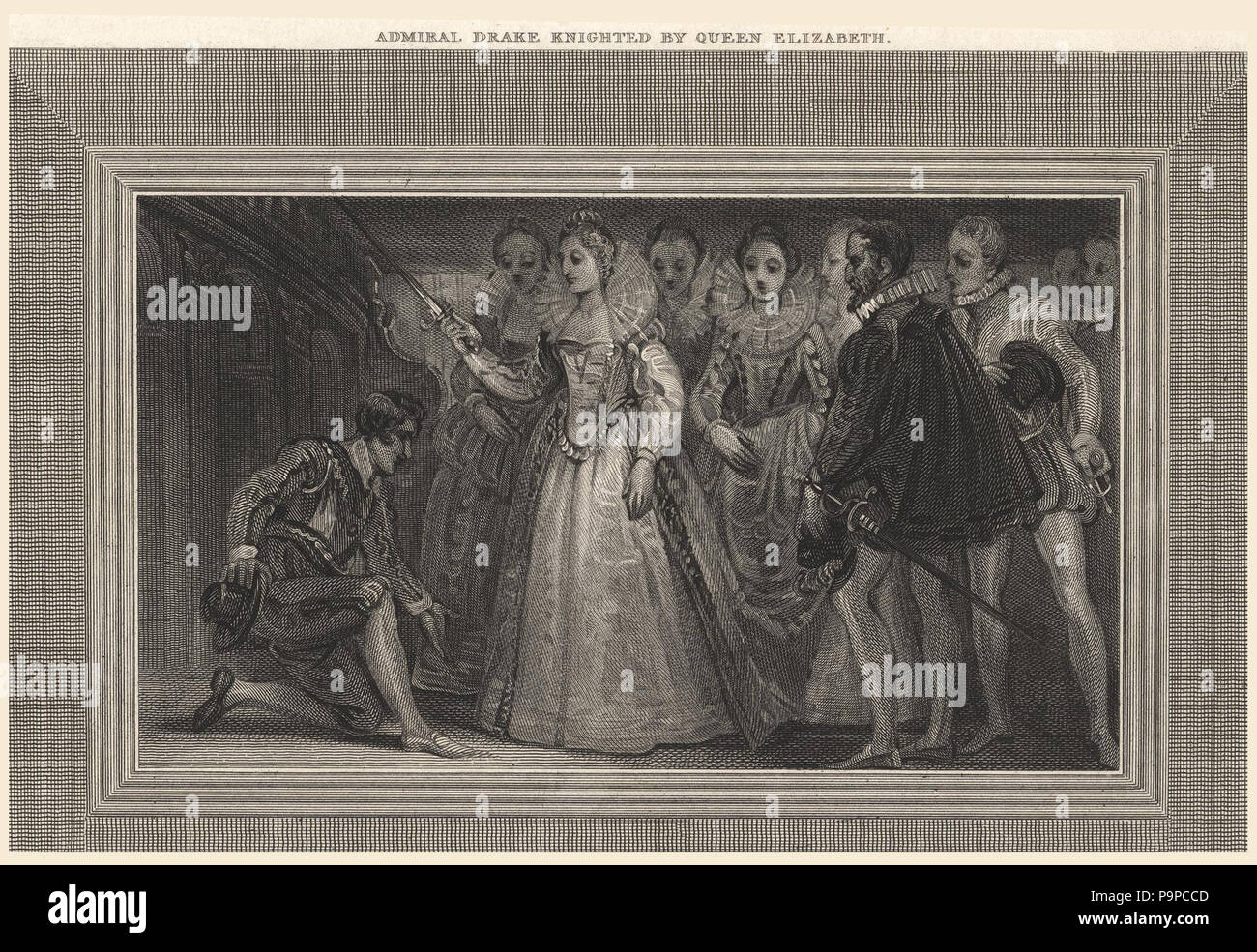 100 Admiral Drake knighted by Queen Elizabeth' (Sir Francis Drake) from