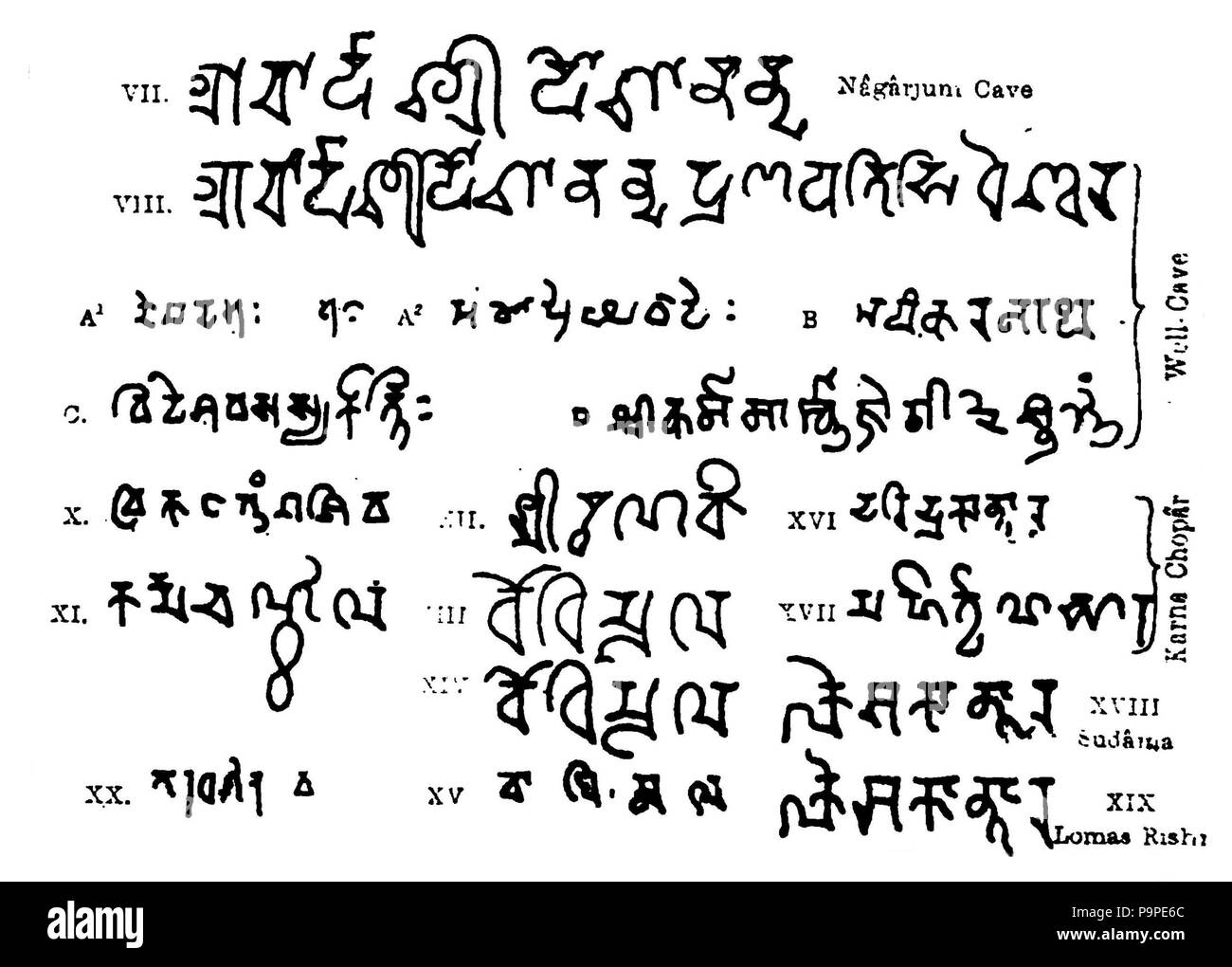 184 Barabar caves short Gupta inscriptions Stock Photo - Alamy