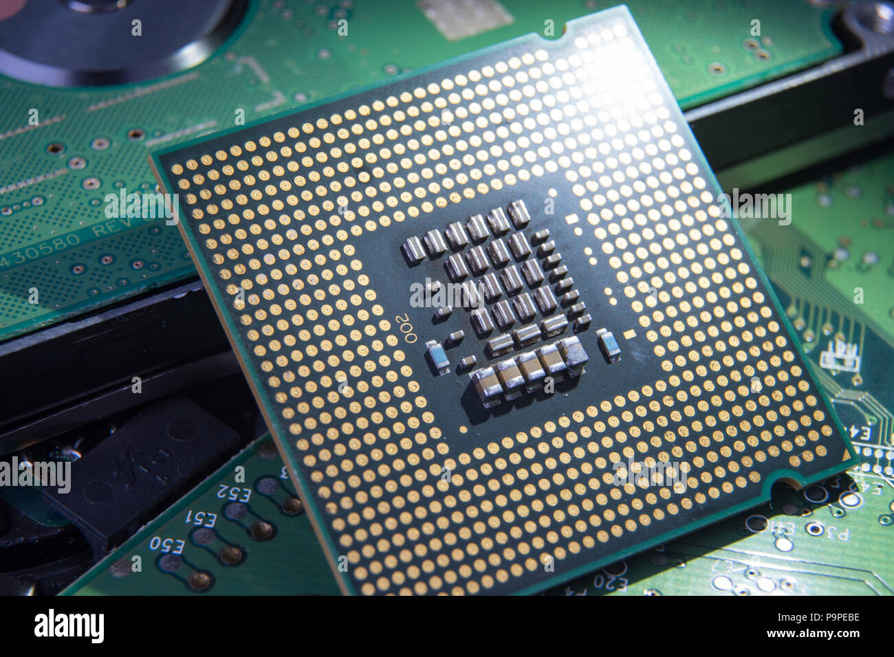 Close-up of cpu computer processor Stock Photo