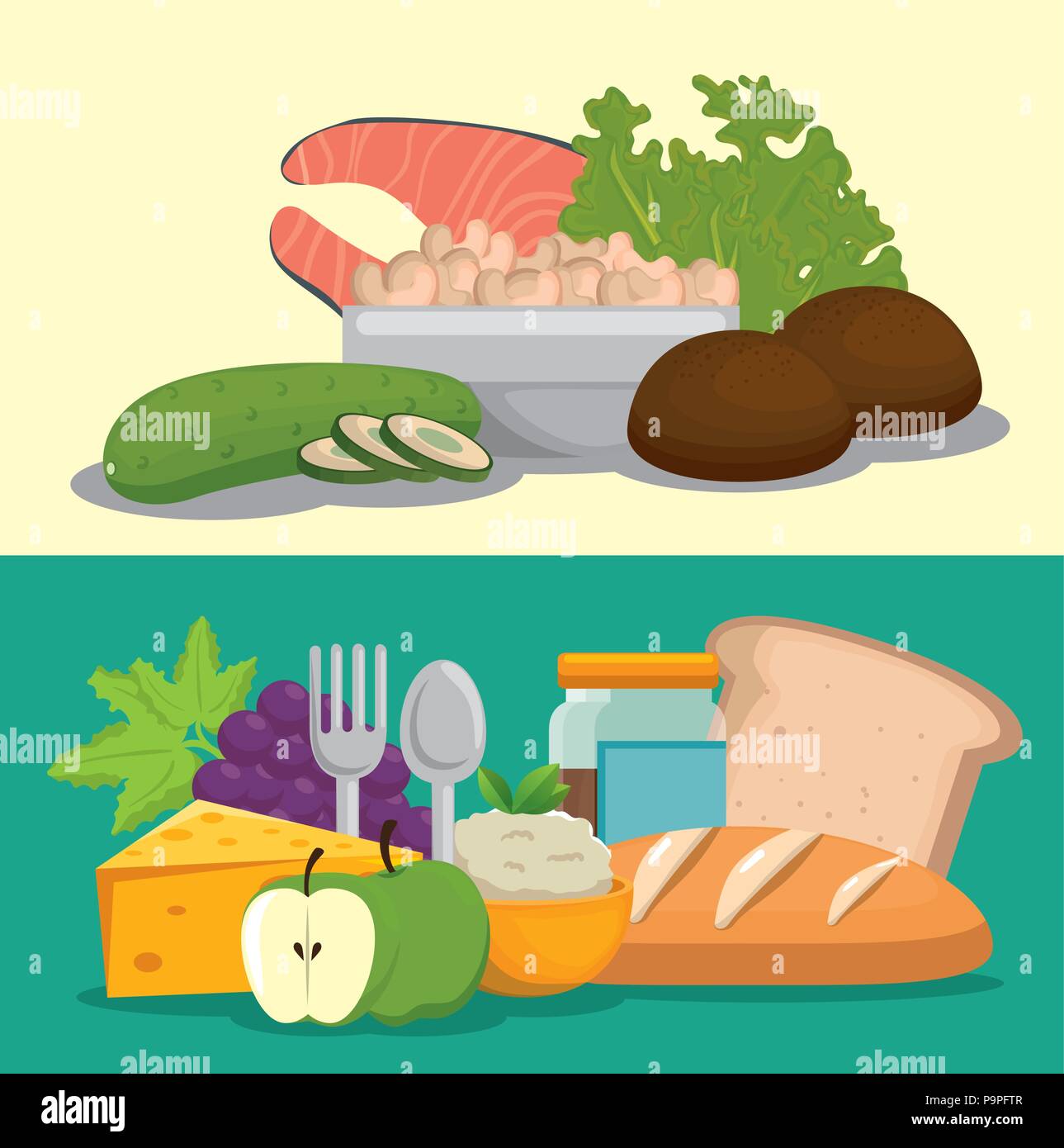 healthy food menu icons vector illustration design Stock Vector Image ...